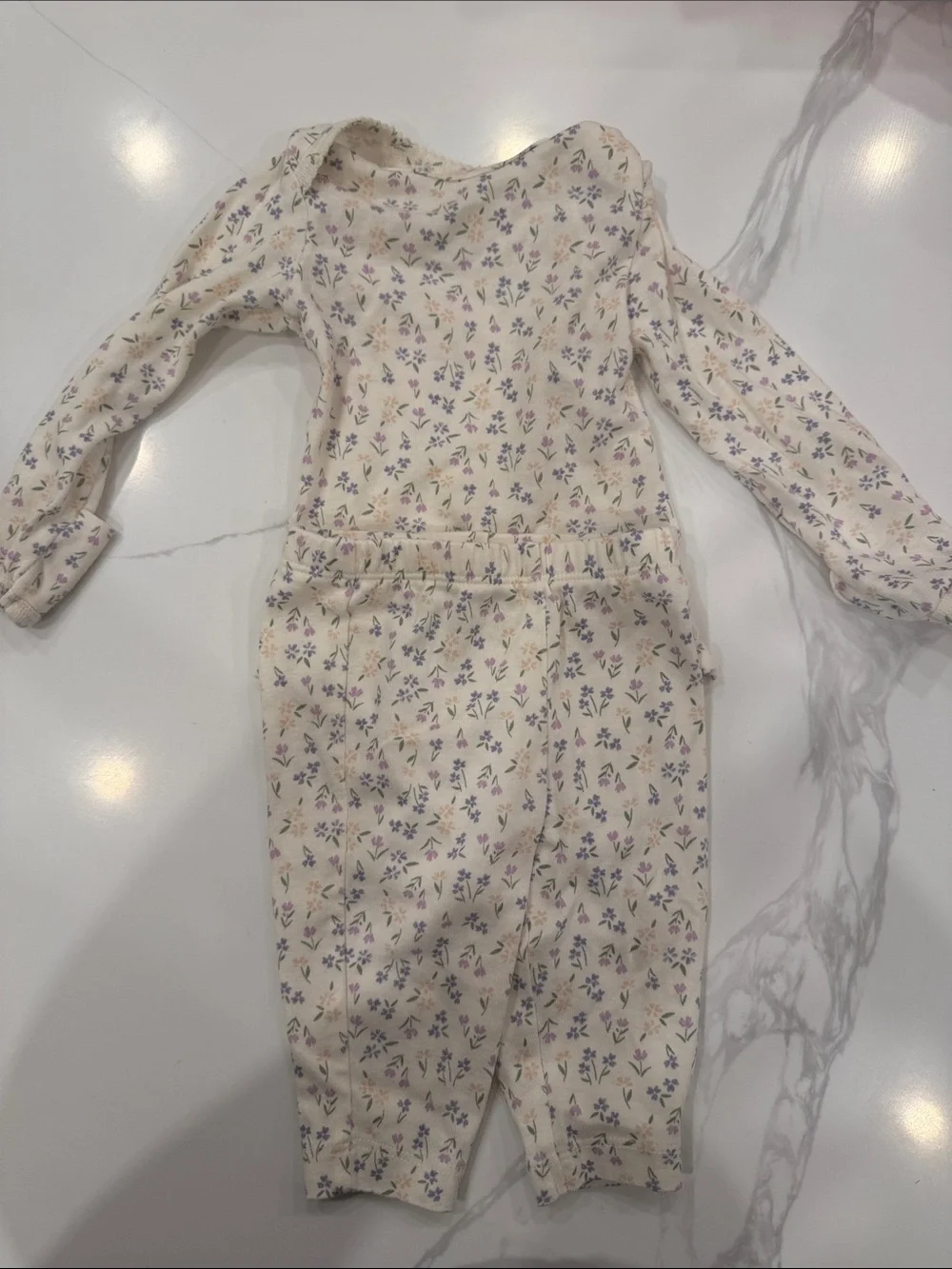 Carter's Cream Floral Long-Sleeve Romper